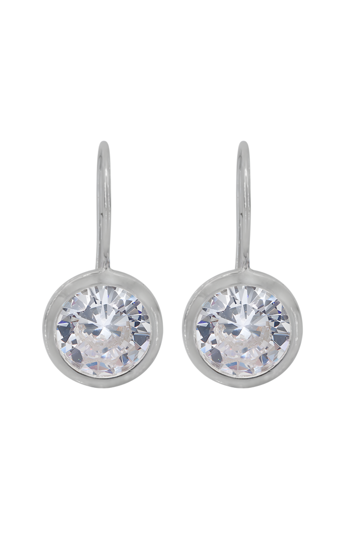 Large Bezel Earrings - Silver