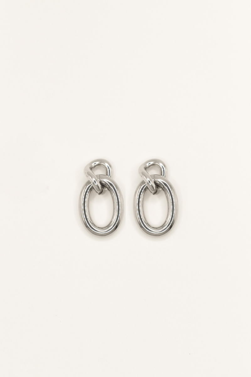 Twin Link Earrings - Silver