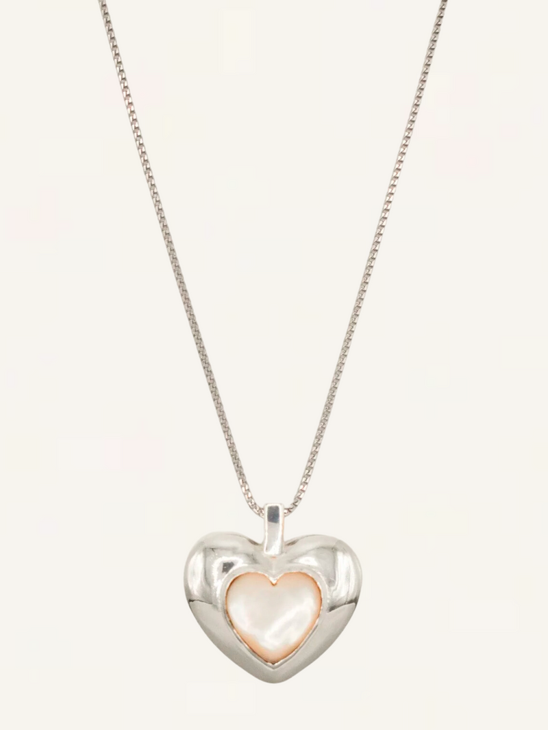 Cosmic Heart Necklace - Mother of Pearl - Silver