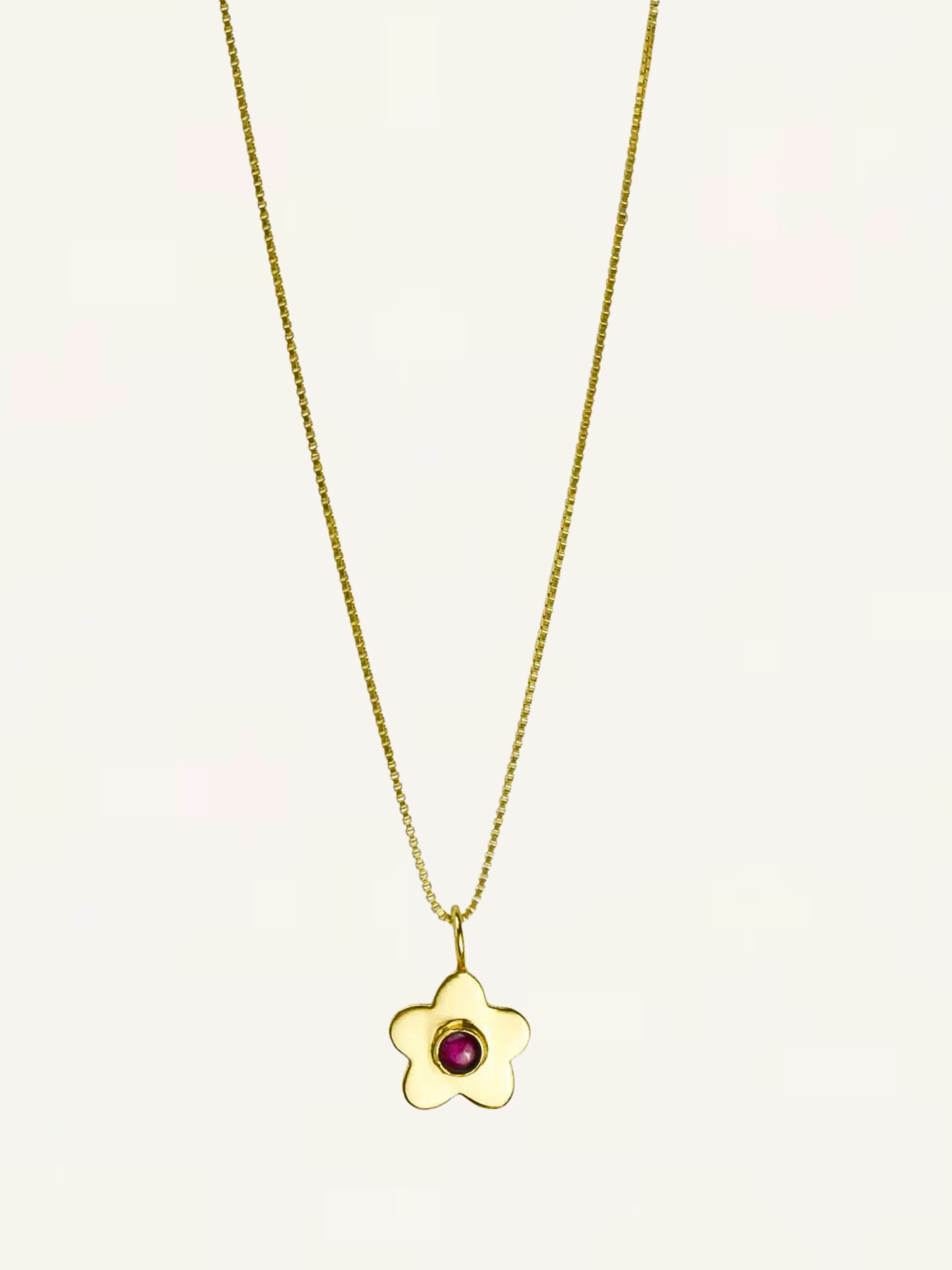 Daisy Gemstone Necklace - Ruby