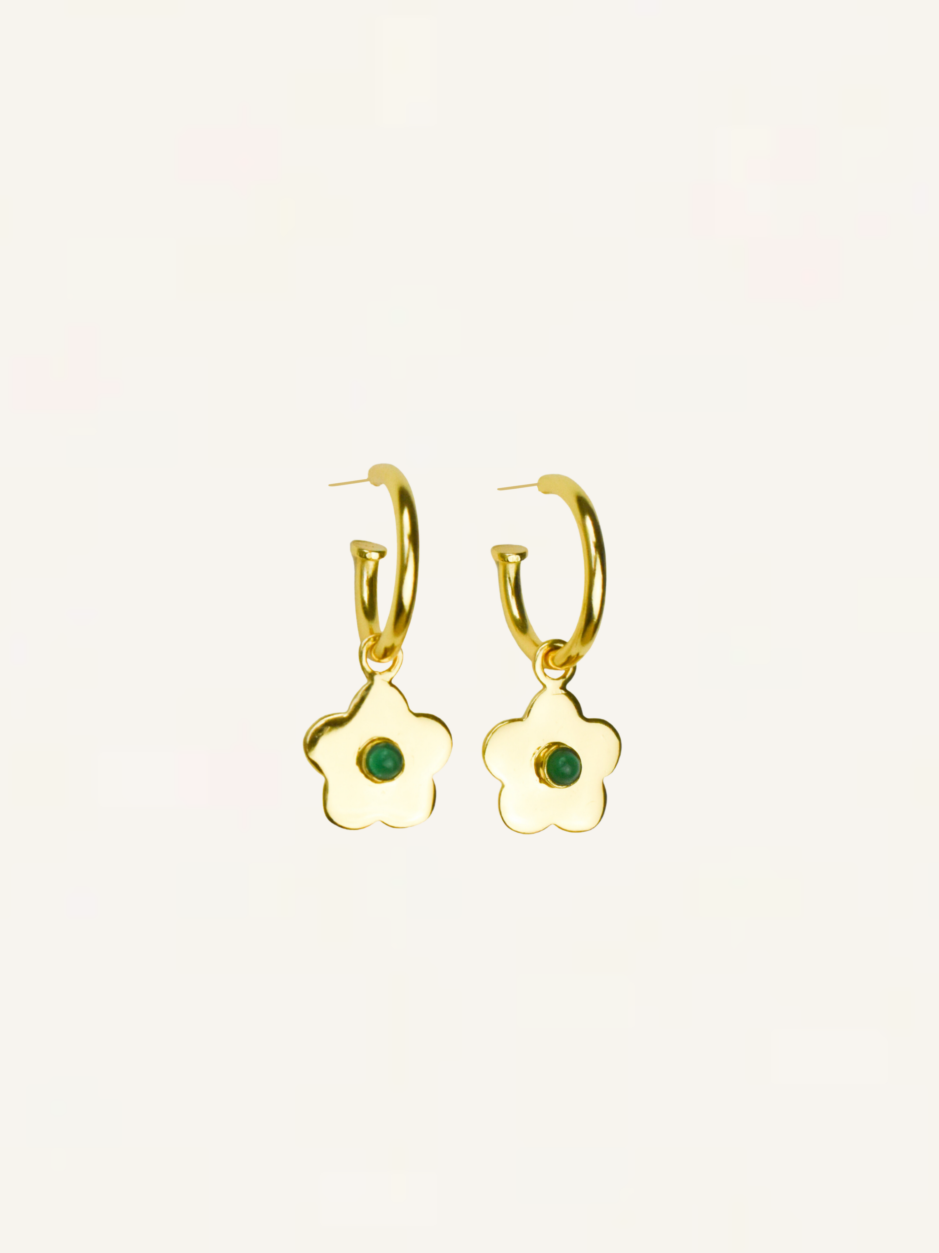 Daisy Gemstone Hoops - Emerald
