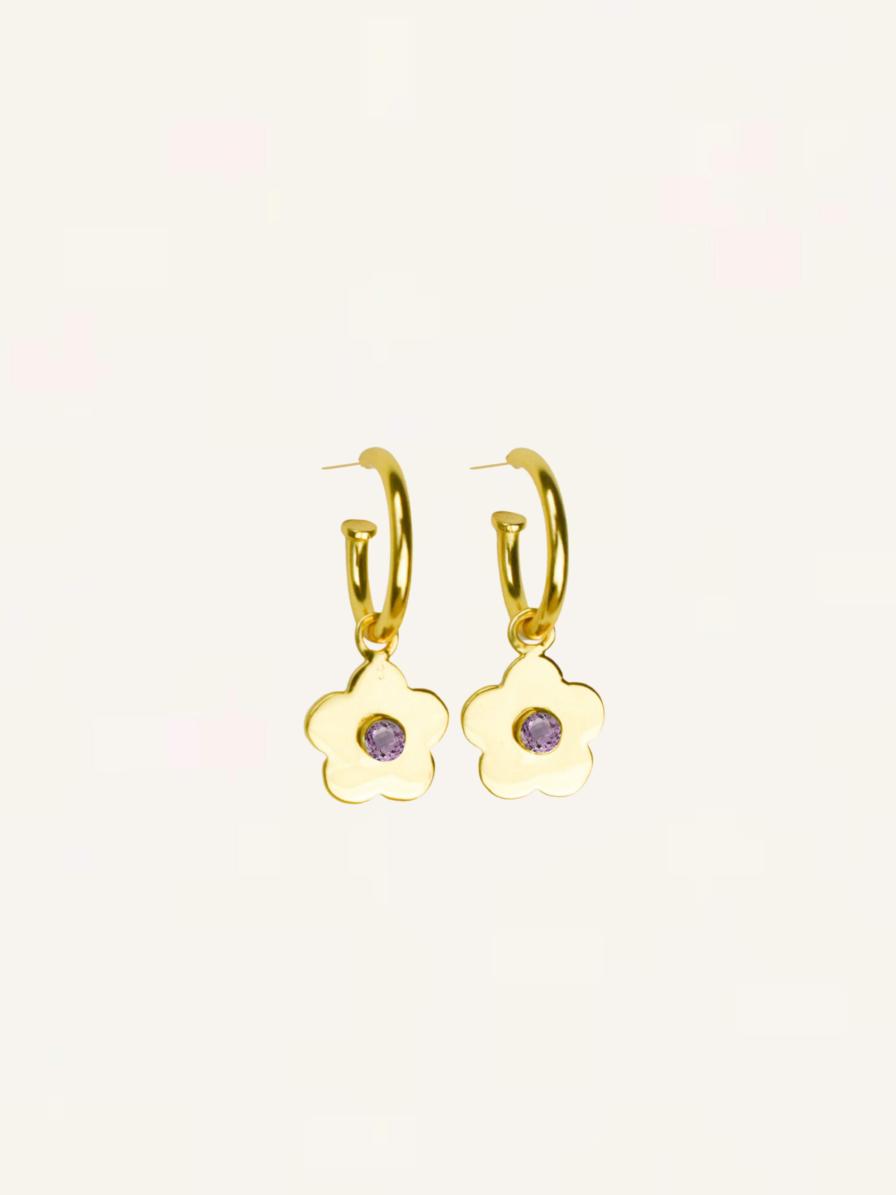 Daisy Gemstone Hoops - Lilac CZ