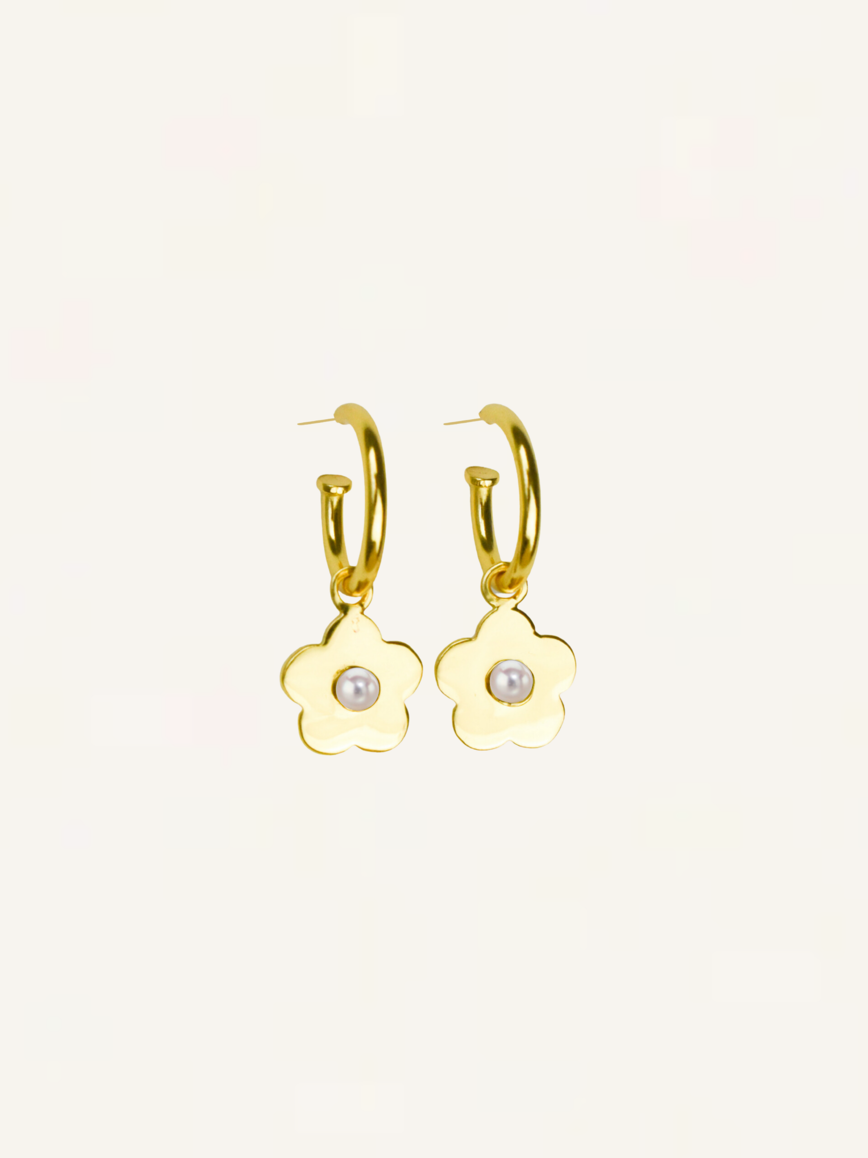 Daisy Gemstone Hoops - Pearl