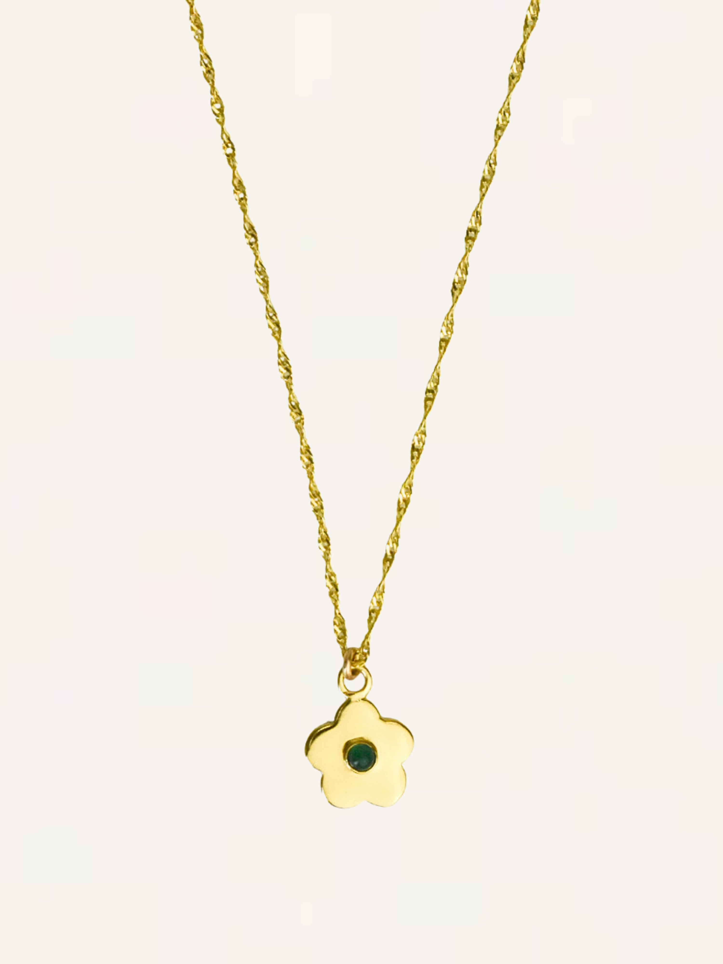 Mini Daisy Gemstone Necklace - Emerald