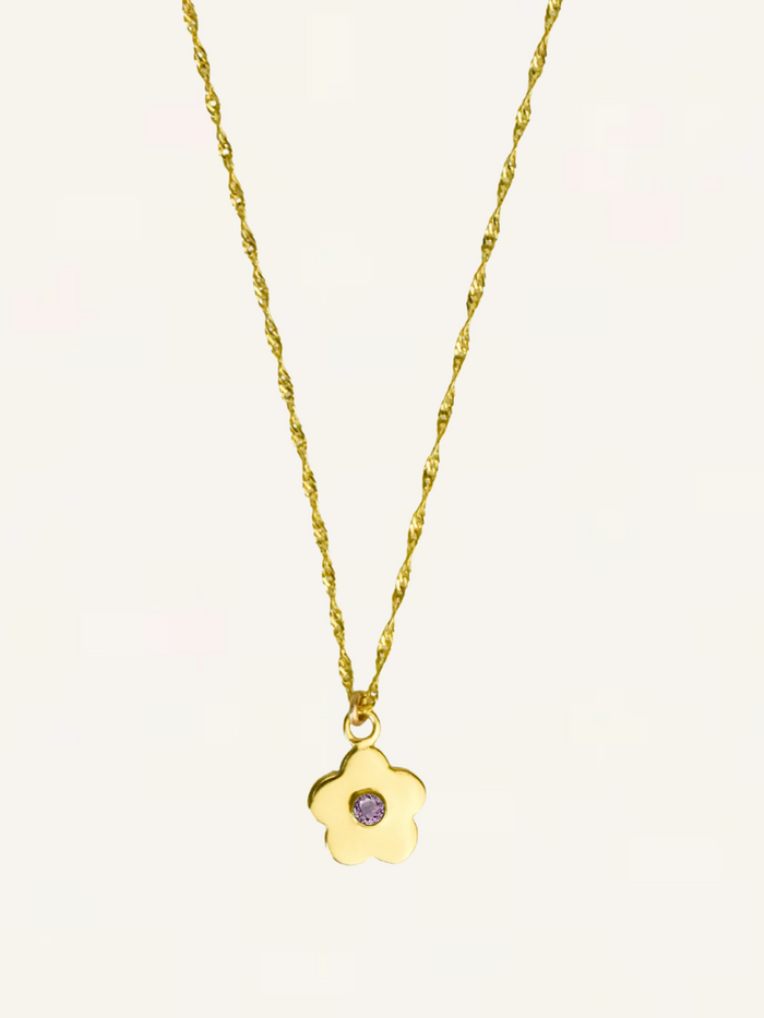 Mini Daisy Gemstone Necklace - Lilac