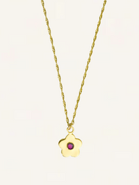 Mini Daisy Gemstone Necklace - Ruby