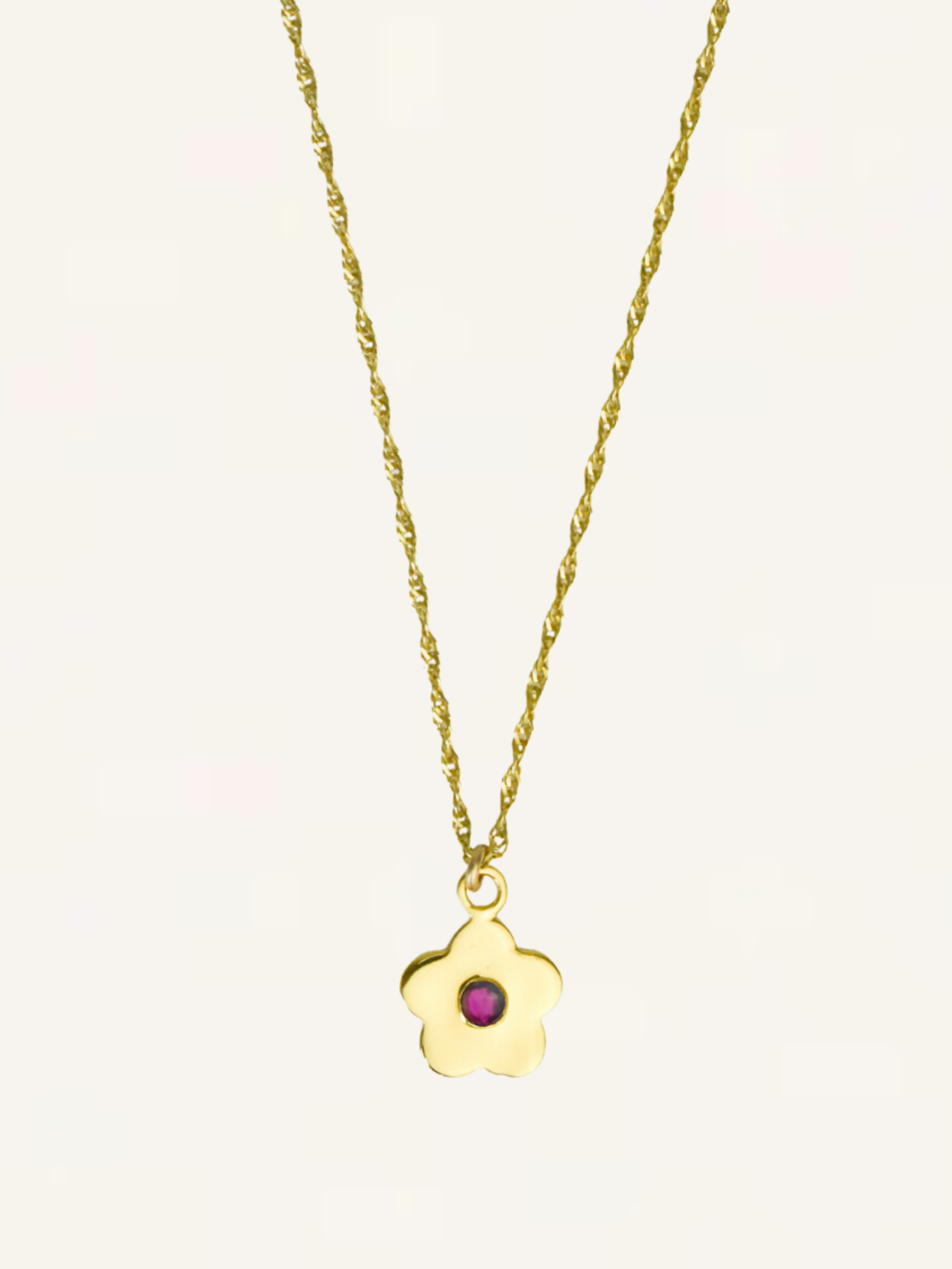 Mini Daisy Gemstone Necklace - Ruby