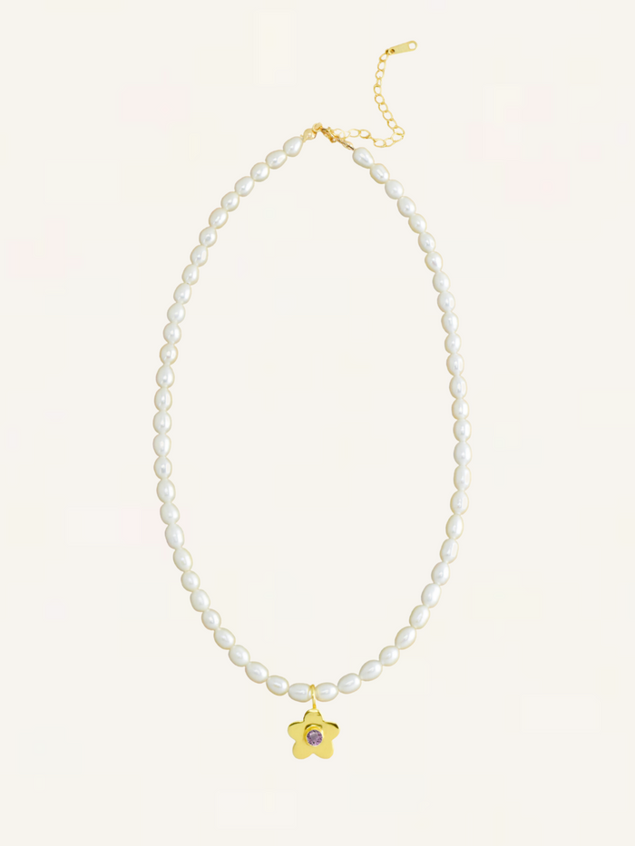 Daisy Gemstone Necklace - Lilac CZ