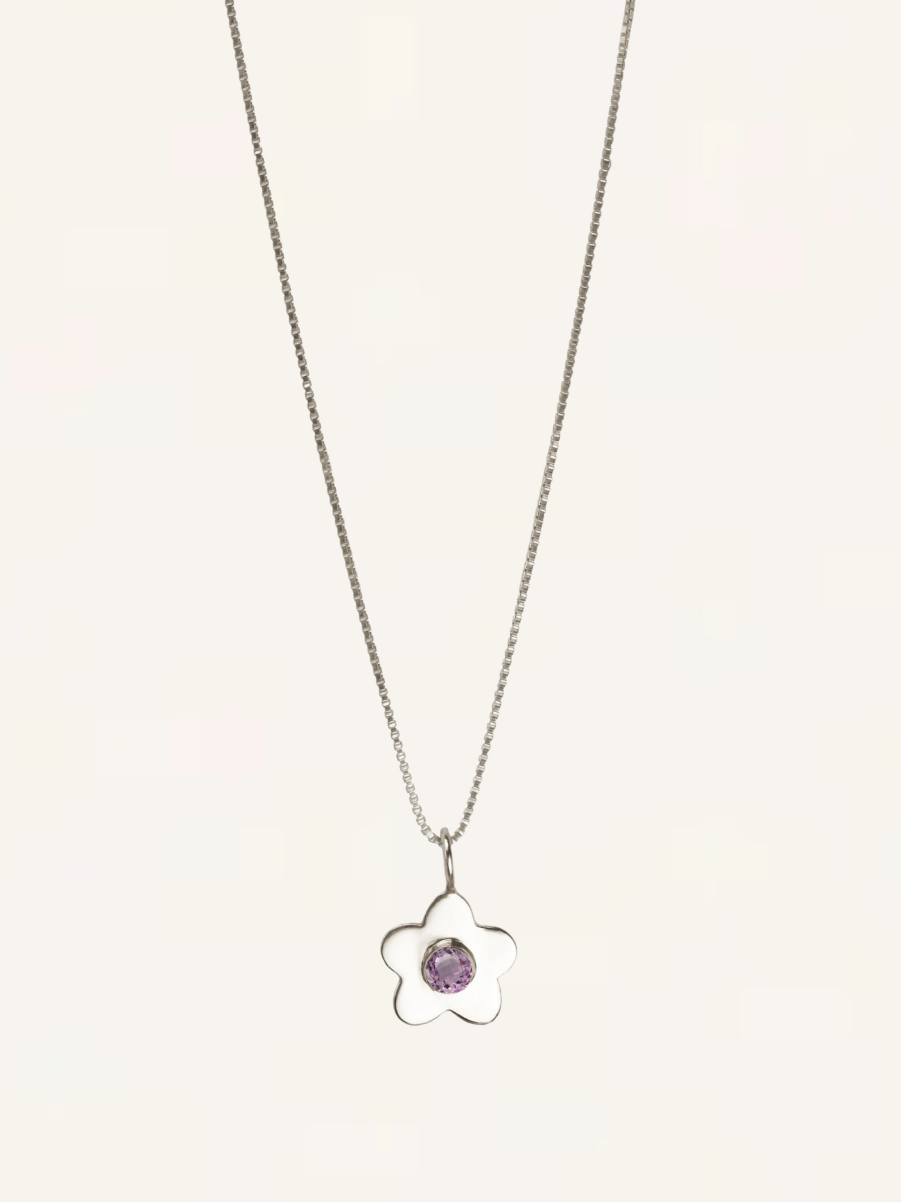 Daisy Gemstone Necklace - Lilac CZ - Silver