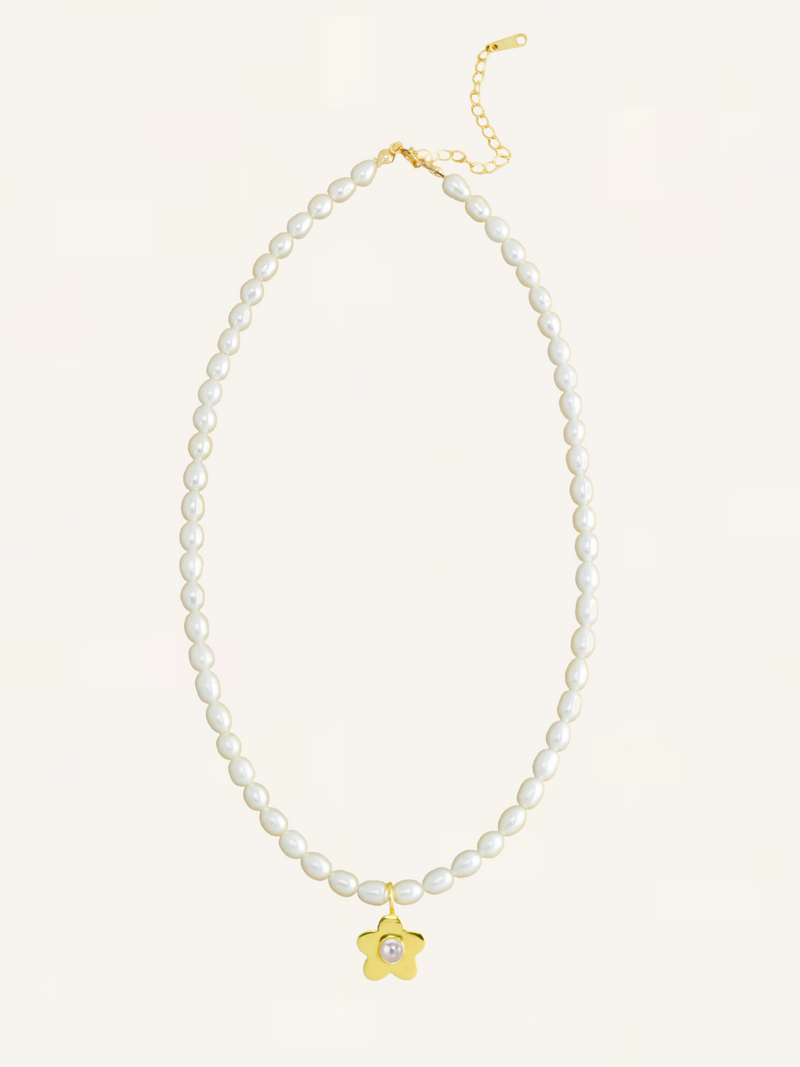Daisy Gemstone Necklace - Pearl