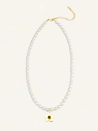 Daisy Gemstone Necklace - Ruby & Pearl