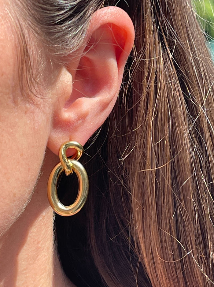Twin Link Earrings - Gold