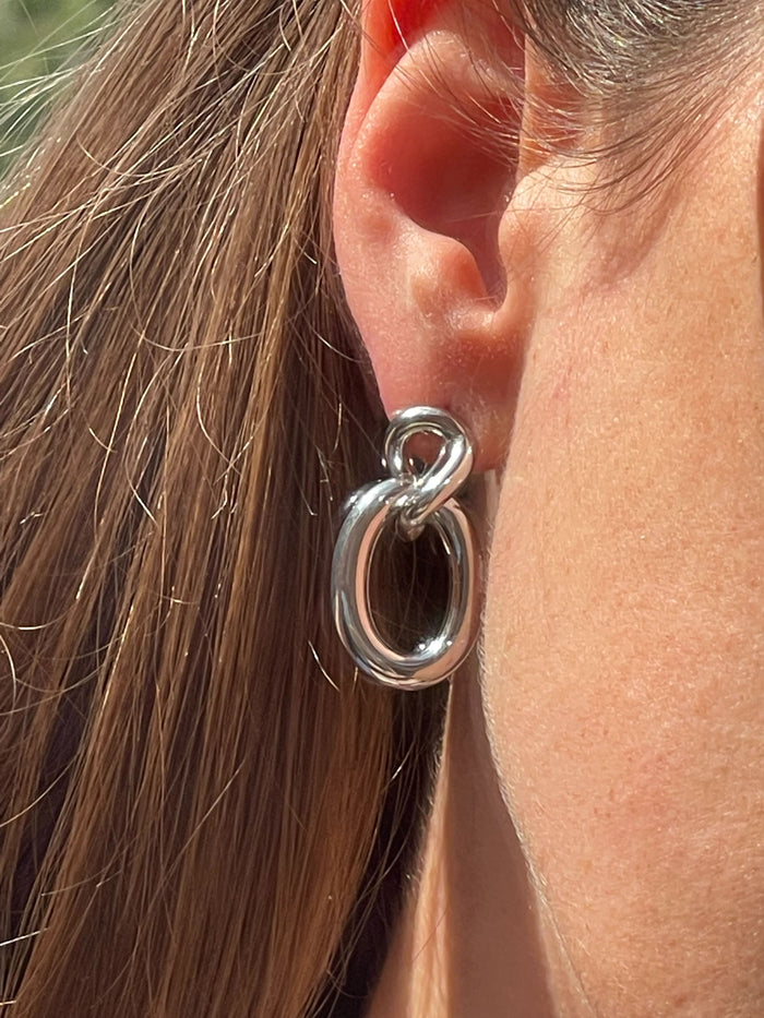 Twin Link Earrings - Silver