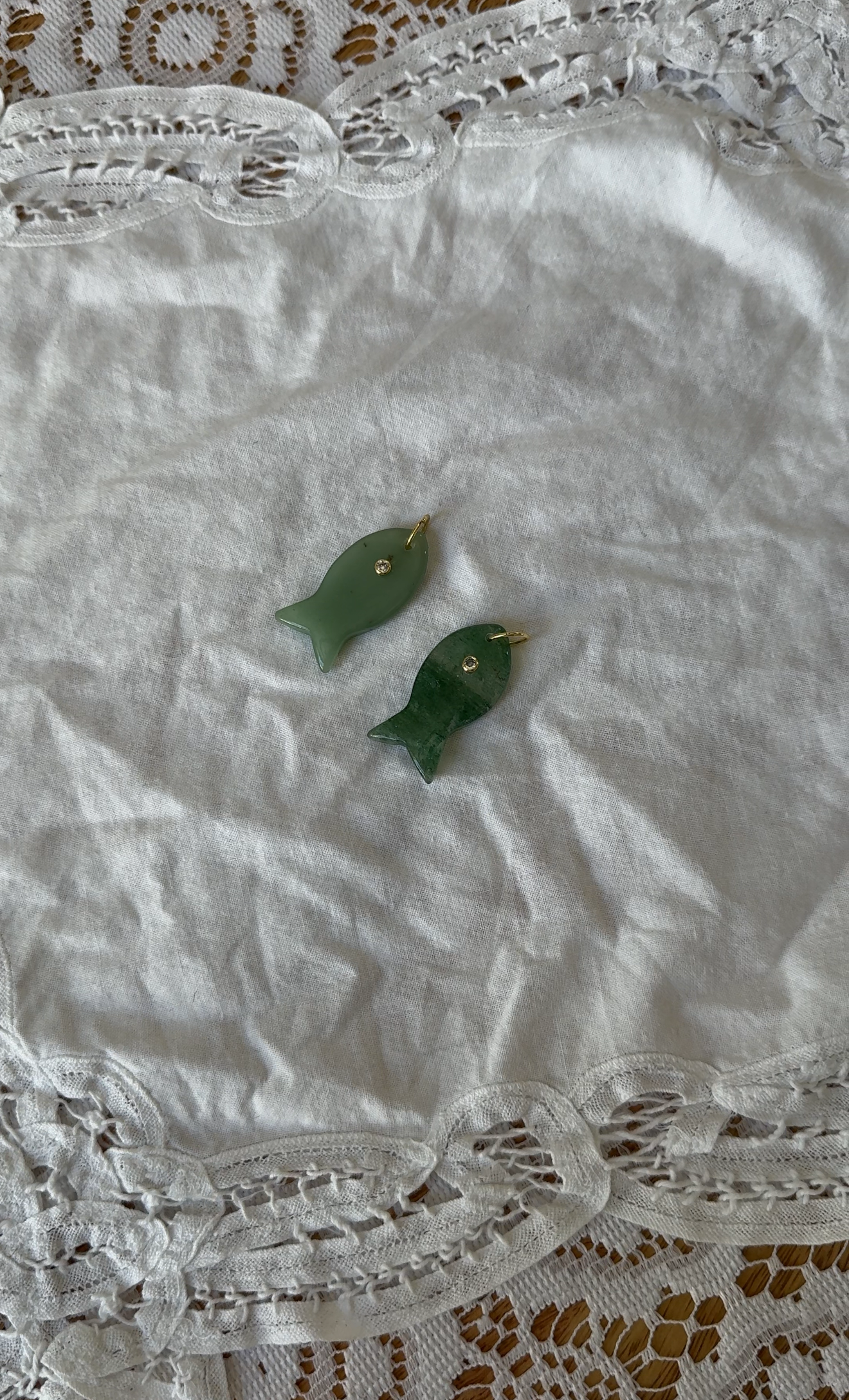 Green Agate Fish Charm