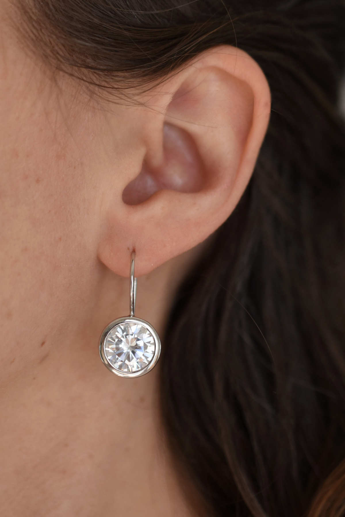 Large Bezel Earrings - Silver