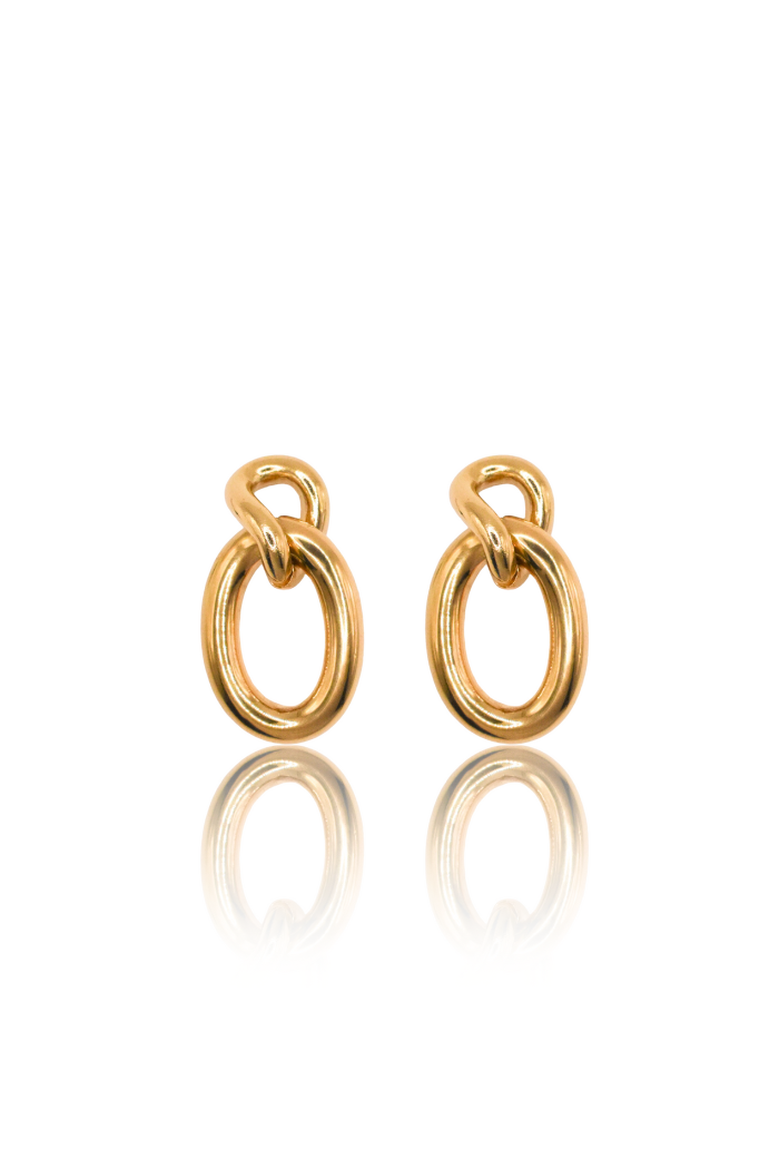 Twin Link Earrings - Gold