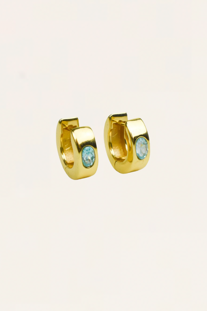 Mara Gemstone Hoops - Aquamarine