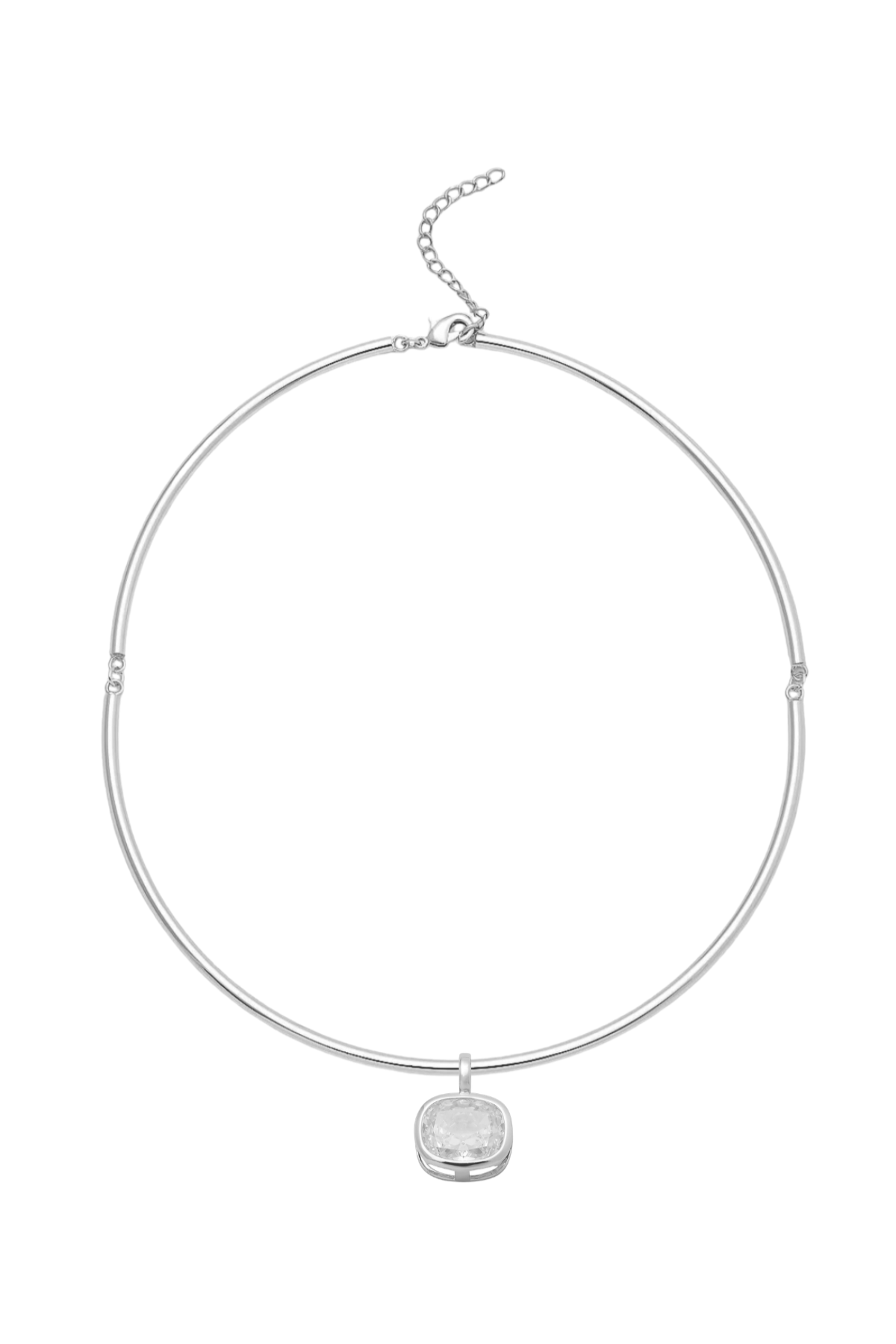 Baguette Diamond Collar - Silver - Clasp