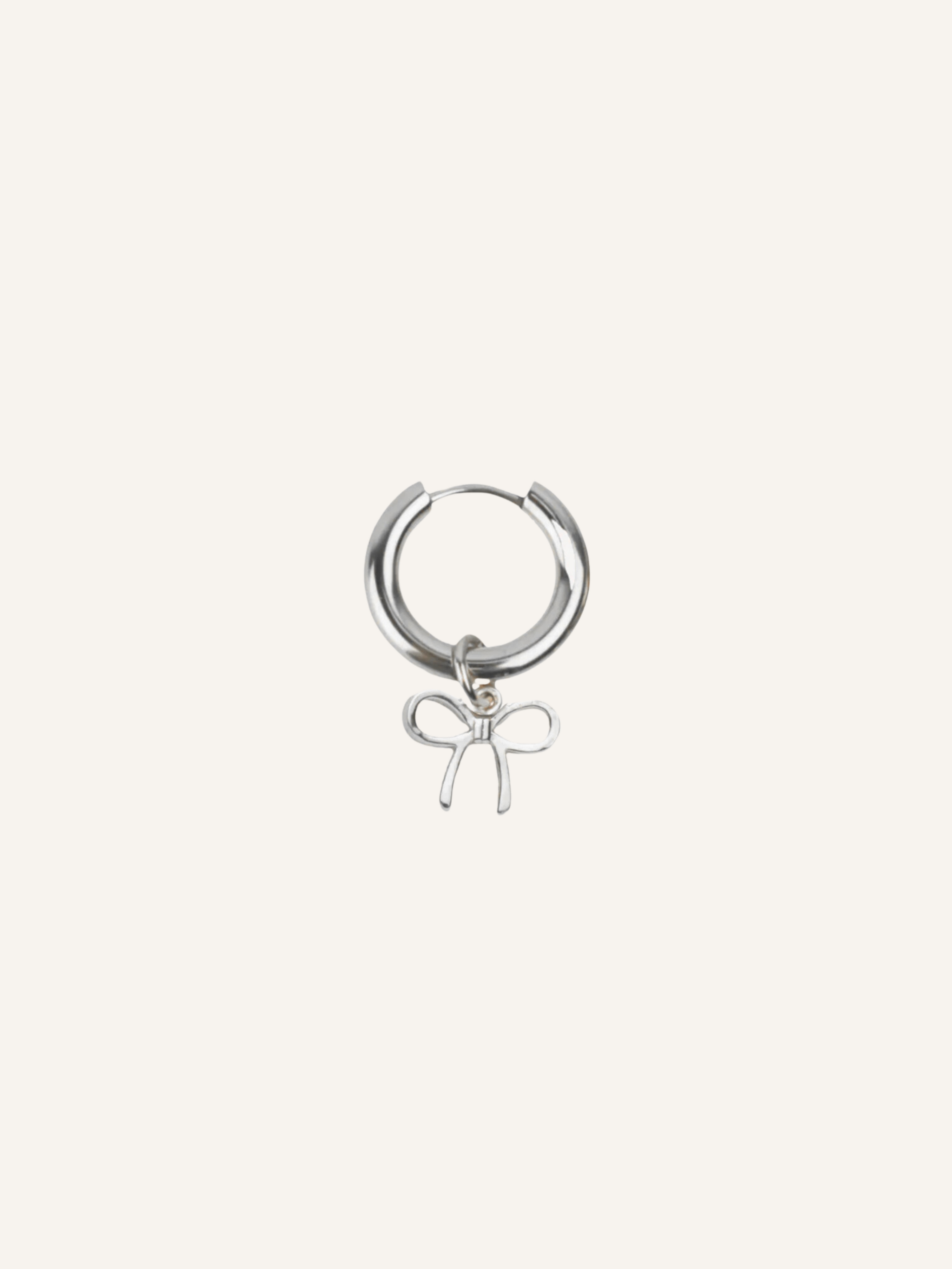 Bow Charm Hoop - Silver