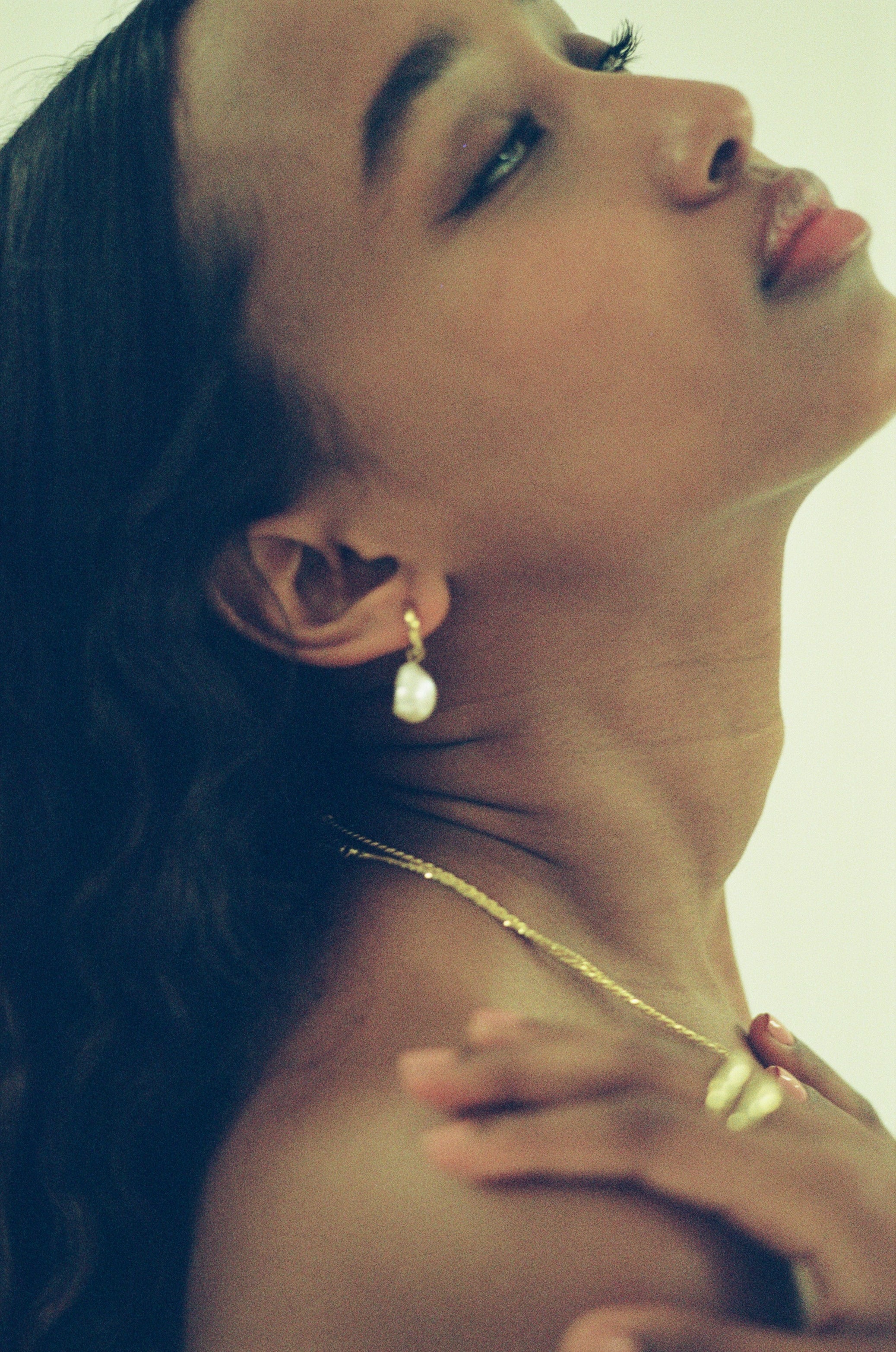 White Pearl Hoops - Gold