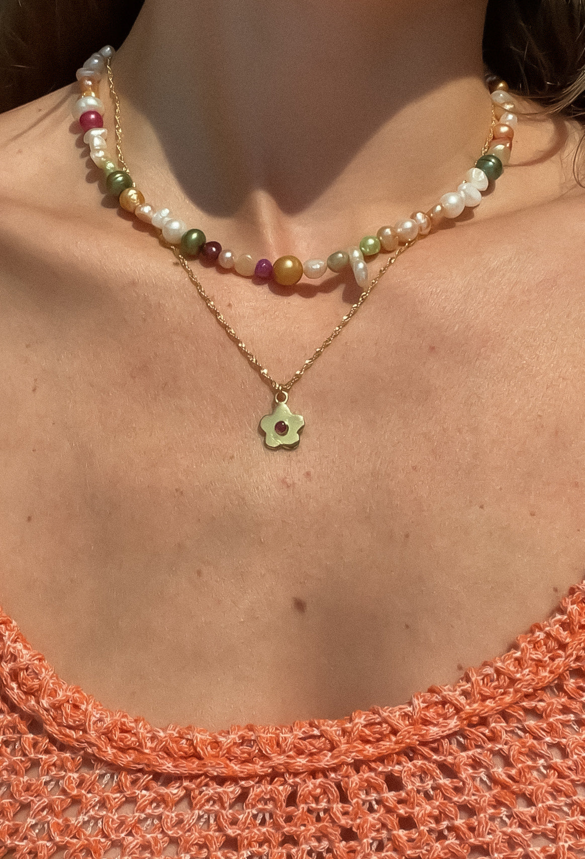 Mini Daisy Gemstone Necklace - Moonstone