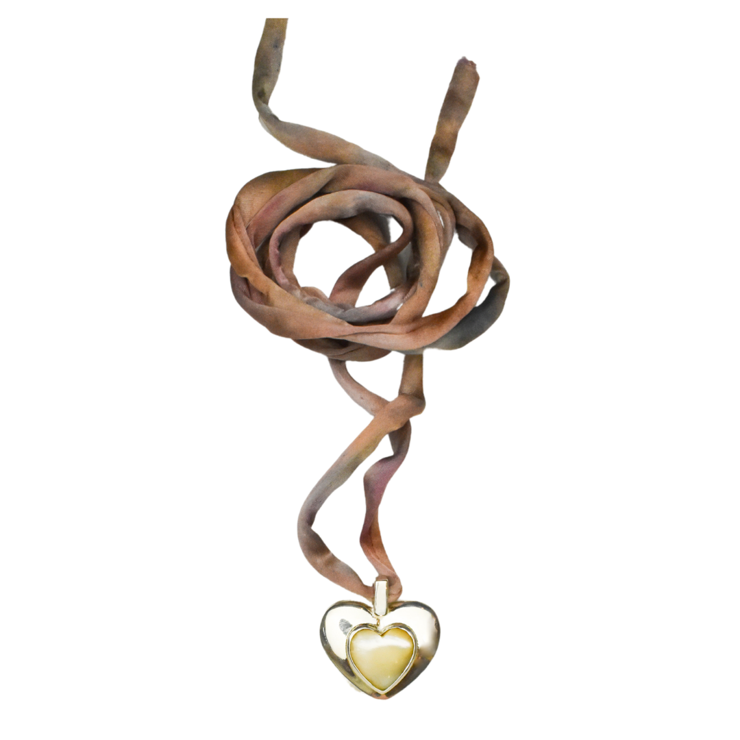 Cosmic Heart Necklace - Silver & Silk